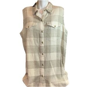 Lane Bryant Venezia Button Down Plaid Sleeveless Women Size 22/24 Long Shirt